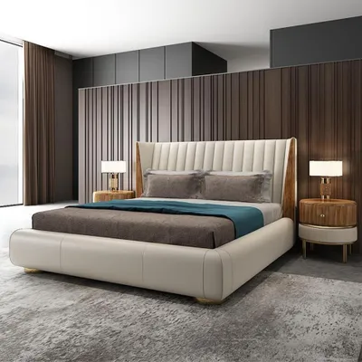 Produktbild von Designer Italienische Möbel Bett Doppel Schlazimmer 150x200cm Betten Leder Neu