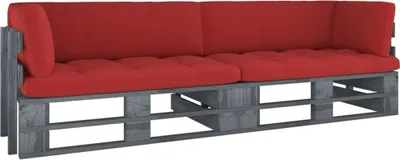 Produktbild von Möbel 2-Sitzer-Palettensofa mit Kissen Grau Imprägniertes Kiefernholz - Gartenmöbelgarnituren 3066631