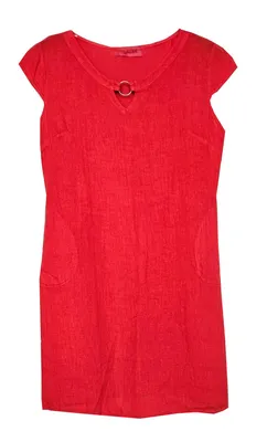 Produktbild von Leinen Kleid kurzarm BEERENROT 44 XL Knieumspielend Rot