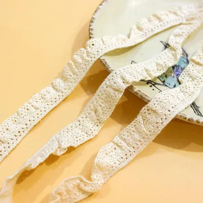 Produktbild von Vintage Spitzenband - Baumwolle - 15 Yards - Hochzeitsdekoration - Handwerk - Scrapbooking - Nachhaltiges Material - Spitzenband