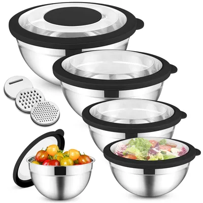 Immagine prodotto di Solidchoice - Set di 5 ciotole in acciaio inossidabile con coperchio