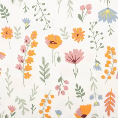 Produktbild von Jersey Stoff Meterware Baumwolljersey Flower Field Blumen weiß bunt 145cm