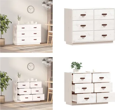 Produktbild von vidaXL Sideboard Weiß 100x40x75 cm Massivholz Kiefer - Sideboard - Sideboards - Schrank - Aufbewahrungsschrank