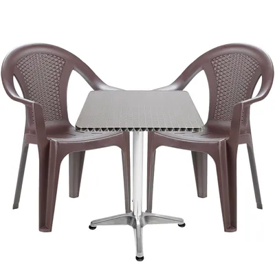 Produktbild von Bistrogarnitur 3-teilig Aluminium - Kunststoff Mokka