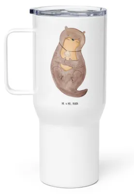 Produktbild von Mr. & Mrs. Panda Thermobecher Otter Muschel - Weiß - Geschenk, Seeotter, Kaffee-to-go-Becher, Motivation, Teetasse, Mehrwegbecher, To-Go-Becher, Träumen, thermosbecher