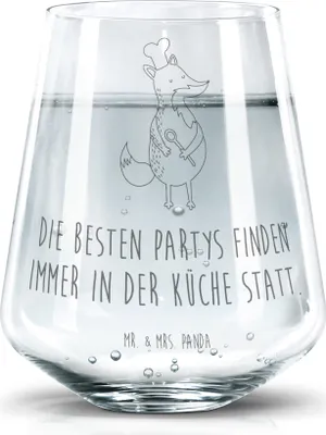 Produktbild von Mr. & Mrs. Panda Trinkgefäß Fuchs Koch - Transparent - Geschenk, Spruch Lustig, Trinkglas, Chefkoch, Kochen, Becherglas, Limonadenglas, Wasserglas, Glas, Bäcker, Hungrig