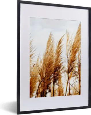 Produktbild von MuchoWow® Gerahmtes Poster Pampasgras - Sonne - Gras 30x40 cm - Poster mit Schwarzem Bilderrahmen Wandposter Rahmen Foto Bilder - Wandposter Schlafzimmer