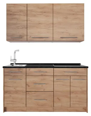 Produktbild von Singleküche Vicco Fame-Line Goldkraft Eiche/Goldkraft Eiche 150 cm Arbeitsplatte Anthrazit, Model 69638