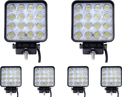 Produktbild von Greenmigo 6x 48W Led Scheinwerfer Offroad Lampe Flood Arbeitsscheinwerfer LED Arbeitslicht 12V 24V Zusatzscheinwerfer Rückfahrscheinwerfer für Traktor Bagger SUV - 60 Grad Wasserdicht IP67 4320LM