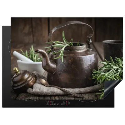 Produktbild von KitchenYeah© Herdabdeckplatte Tee - Teekanne - Gewürze , 71x52cm, Küche Deko, Glaskeramikkochfeld Herdabdeckung, Abdeckplatte fùr Kochfeld