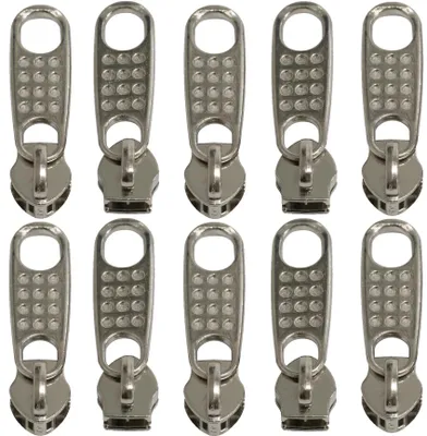 10 Reißverschlussschieber N°5, nicht verriegelnd, silber, Metall