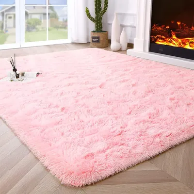 Immagine prodotto di Tappeto in pelo lungo, morbido, color rosa, 100 x 160 cm