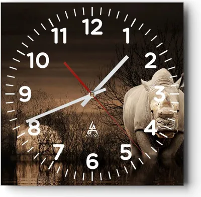 Produktbild von Wanduhr - Quadrat - Glasuhr - Tier Nashörner Insekten - 30x30cm - Schleichendes Uhrwerk - Lautlos - zum Aufhängen bereit - Dekoration Modern - Wanddekoration aus Glas - C4AC30x30-0307