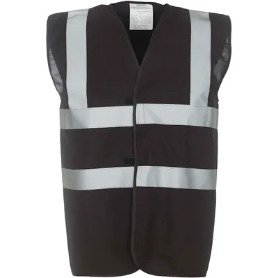 Produktbild von YOKO HVW100P | Fluo 2 Band+Brace Waistcoat - Sicherheitsweste - 3M Reflekt - Farbe: Black - Größe: 3XL