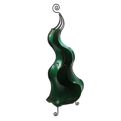 Zdjęcie produktu dla Lampa orientalna Lampa z henny Lampa ze skóry marokańskiej Lampa stołowa Lampa podłogowa Mogador Gecko 80 cm, zielona