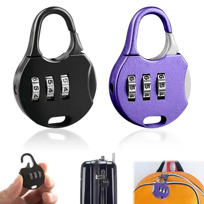 Image de Serrures numériques à 3 chiffres, mini-serrures de bagages, lot de 2, noir et violet
