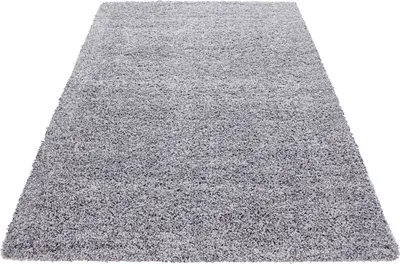 Produktbild von Teppich Wohnzimmer Hochflor Hellgrau 140x200 Rechteck Unicolor - Einfarbig aus Polypropylen
