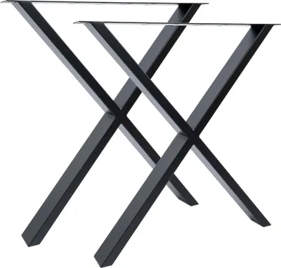 Immagine prodotto di Natural Goods Berlin Mobili X-FORM, guide per tavolo, gambe per tavolo, struttura per tavolo, tavolo da pranzo, panca, tavolino, nero, L70xH72 cm, 2 pezzi