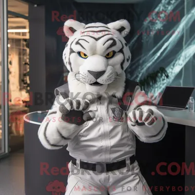Produktbild von Maskottchenkostüm REDBROKOLY des weißen Tigers mit Jacke und Handschuhen