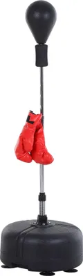 Produktbild von Punchingball-Set – Standbox, höhenverstellbar 136–154 cm, inkl. 1 Paar Handschuhe, geeignet für Anfänger und Profis, Farbe: Schwarz.