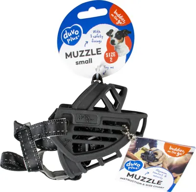 Image de Muselière Duvo+ en caoutchouc noir, taille : S