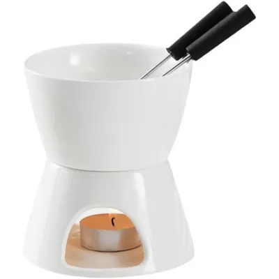 Produktbild von Schokoladen Fondue Set Schokoladenfondue Schoko- und Käsefonude Käse- Schokofondue Klein Mini Keramike Schokofondue-Topf-Set  für Teelicht aus Keramik