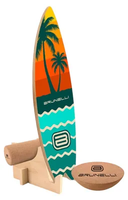 Zdjęcie produktu dla Kompletny zestaw do ćwiczeń na desce balansowej Brunelli z półkulą i wałkiem korkowym – zawartość: kompletny zestaw Surfer 87 cm