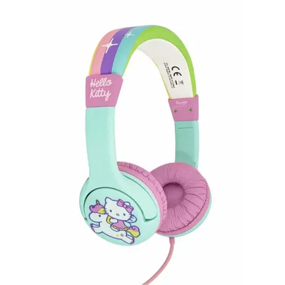 Zdjęcie produktu dla HELLO KITTY Słuchawki nauszne Junior On-Ear 85dB Zielony/Różowy Jednorożec
