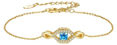 Produktbild von InfinityBlue – Armband aus 925 Silber mit blauem Topas-Zirkonia und Unendlichkeitsknoten