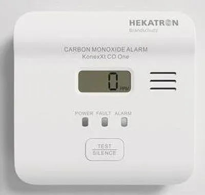 Zdjęcie produktu dla Hekatron KonexXt CO One – czujnik tlenku węgla z baterią na 10 lat – czujnik CO z przejrzystym wyświetlaczem i przyciskiem testu i alarmu, łatwa instalacja