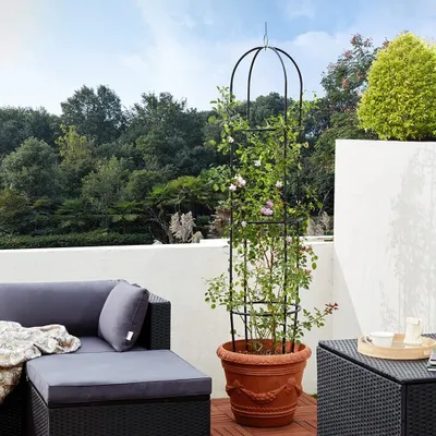 Produktbild von GARDEBRUK® Kovový oblúk s ružami 240x140x37cm Stabilný Hrdzavý Práškovo lakovaný čierny Trellis Horolezecká pomôcka Kovový oblúk Záhradný oblúk