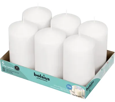 Productafbeelding van Bolsius Horeca stompkaarsen, 15/8 cm, wit (6 stuks)