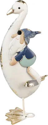 Produktbild von Clayre & Eef Dekorationsfigur Gans 36 cm Weiß Blau Metall
