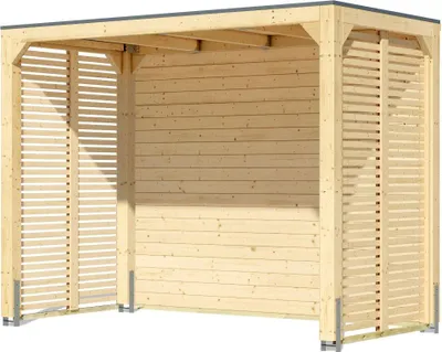 Produktbild von Karibu Promajna small Pavillon halb mit Rückwand und 2 Lamellenwänden