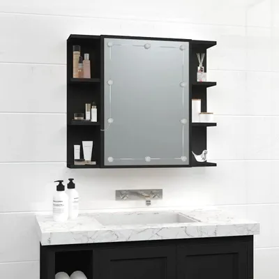 Produktbild von vidaXL Spiegelschrank mit LED Schwarz 70x16,5x60 cm