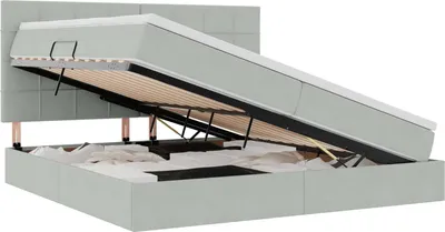 Produktbild von vidaXL Aufbewahrungsbett mit Matratze Hellgrau 200 x 200 cm Samt