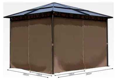 Produktbild von 4 Seitenteile für Hardtop Pavillon 3x3m Seitenwandset Sichtschutz Vorhänge