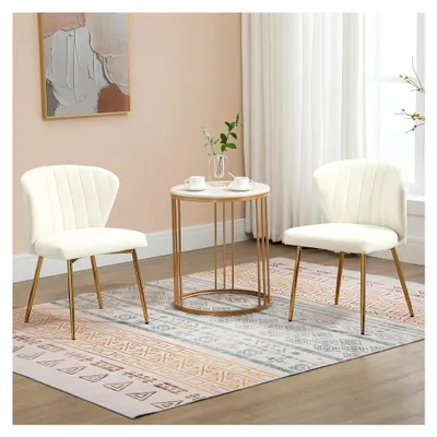 Produktbild von Esszimmerstühle Samt 4er Set, Moderner Küchenstuhl, Polsterstuhl für Esszimmer, Ergonomischer Essstuhl mit goldenen Beinen für Wohnzimmer, Schlafzimmer, Küche (Weiß)