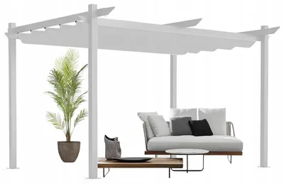 Obrázek produktu pro Ekspand | Zahradní pergola – 300 × 400 × 230 cm – bílá barva – kovová pergola – zastřešení terasy
