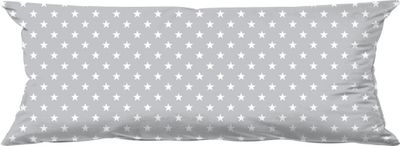 Obliečka na vankúš na spanie bavlna 40 x 145 cm - Obliečka na podlhovastý bavlnený vankúš Biele hviezdičky na šedej