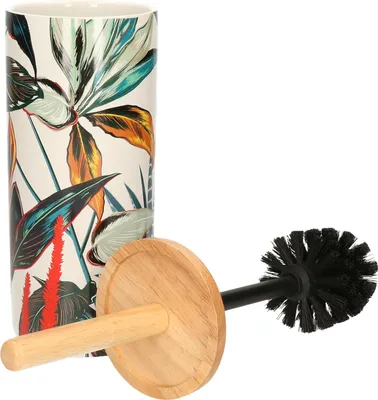 Produktbild von 5five Toilettenburste - mit Halter - rund - Blattmuster - 38 cm