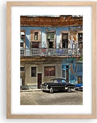 Produktbild von Gerahmtes Poster - Rahmen in heller Eiche - Kuba Havanna Balkon - 30x40 cm - Wand Bild - Wanddeko - Wandbilder - Wandposter - Bilderrahmen - Bilder - Kunstdruck - Wandbild - P2NPA30x40-4255