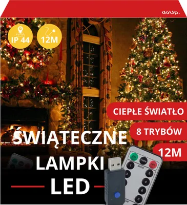 Zdjęcie produktu dla Lampki Choinkowe Kurtyna 100 Led 12M Girlanda Ciepłe Białe Światełka