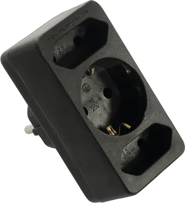 Immagine prodotto di spina di contatto di terra as-Schwabe a 2xspina Euro & 1xSchuko 230V nero IP20