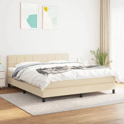 Produktbild von Cloris Designermöbel Boxspringbett mit Matratze Creme 160x200 cm Stoff 2024 Neu