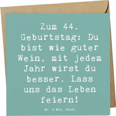 Produktbild von Mr. & Mrs. Panda Grußkarte Spruch 44. Geburtstag - Meeresbrise - Geschenk, Alter, Happy Birthday, Klappkarte, besonderen Tag, Glückwunschkarte, unvergesslich, einzigartig