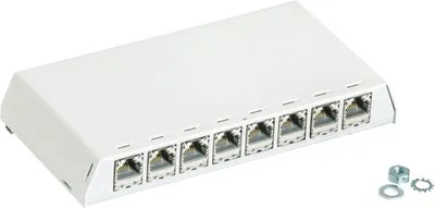 Produktbild von Rutenbeck Patchpanel Patchfeld 10 Gigabit 8 Ports CAT.6a reinweiß