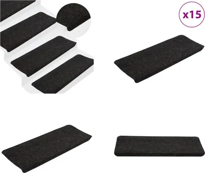 Produktbild von vidaXL Stufenmatten Selbstklebend 15 Stk. 65x24,5x3,5 cm Anthrazit - Stufenmatte - Stufenmatten - Treppenteppich - Treppendekoration