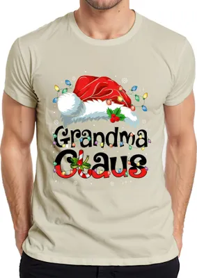 Produktbild von Grandma Claus Weihnachten Oma Geschenk Lichterkette Zuckerstange Herren T-Shirt, Natur, L