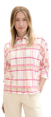 Produktbild von TOM TAILOR Damen Oversized Bluse mit Karomuster, beige pink check, 36